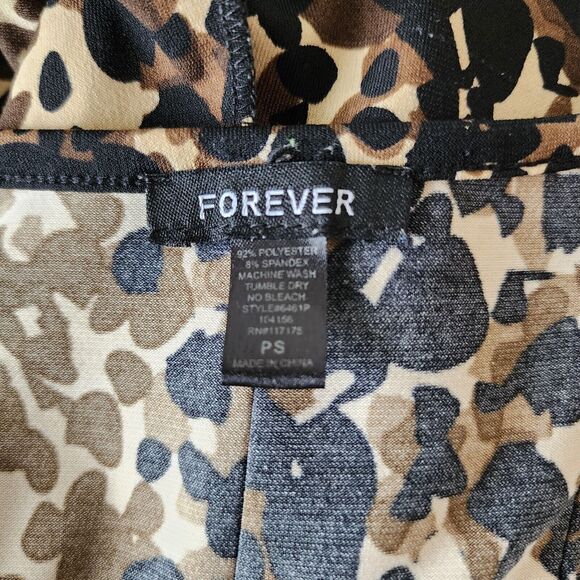 FOREVER 21 Black Brown Sleeveless Stretch Knee Length Fitted Aline Dress Size PS - Picture 5 of 5